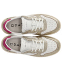 D.A.T.E. Court Laminated White Platinum Sneaker