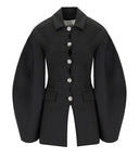 Schwarzer einreihiger Scuba-Blazer von Ganni