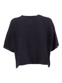 Fabiana Filippi Maxi T Shirt In Cotone Organico Chicco Riso Lurex Color Blu Notte