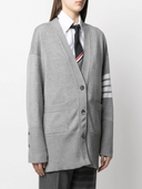 Thom Browne Exaggerated Fit V Neck Cardigan W/ 4 Bar Stripe In Fine Merino Wool