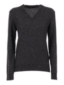Fabiana Filippi Maglia Scollo V In Filato Paillettes Color Ardesia
