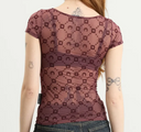 Marine Serre Moonogram Mesh Flock Ss Roundneck Top
