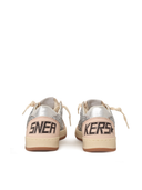 Scarpe da ginnastica Golden Goose Ballstar Glitter Tomaia in nappa Punta Stella e sperone Tacco laminato Argento/Rosa chiaro