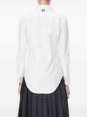 Thom Browne Classic Point Collar Shirt W/ Engineered Satin Weave 4 Bar In Oxford