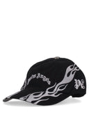 Palm Angels Curved Logo Flames Cap Black Light Gre