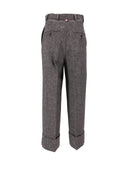 Thom Browne High Waisted Wide Leg Trouser In Solid Donegal Tweed