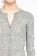 La Rose La Rose Cardigan Ribs Cashmere Grey