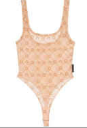 Marine Serre Moonogram Mesh Flock Squareneck Bodysuit