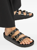 Birkenstock Florida D-spänne Exquisite Shine Black, Natural Lea