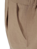 Fabiana Filippi Pantalone Jogging Con Pinces In Fluido Lino Viscosa Color Fango