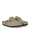 Zoccolo Birkenstock Boston in pelle scamosciata color talpa
