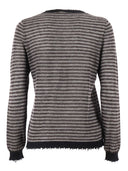 Kangra Cashmere Girocollo Rigato Con Rifin. Sfrangiate