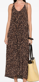 Anine Bing Flora Dress Black And Brown Leopard