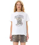 Ganni Relaxed Leopard White T Shirt