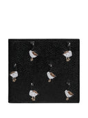 Thom Browne Billfold W/ Goose Half Drop Embroidery In Pebble Grain Leather