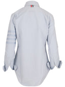 Thom Browne Classic Point Collar Shirt W/ Engineered Satin Weave 4 Bar In Oxford