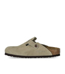 Zoccolo Birkenstock Boston in pelle scamosciata color talpa