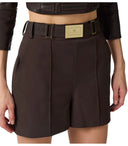 Elisabetta Franchi Brown Belted Shorts