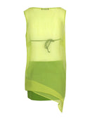 La Rose La Rose Green Silk Long Dress With Rouches