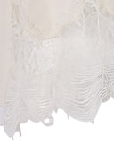 Fabiana Filippi Top Manica Corta In Crepe De Chine Con Pizzo Al Fondo Color Burro