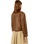 Max Mara Weekend Piovra Brown Leather Jacket