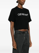 Off White Big Logo Bookish Crop Tee Black White