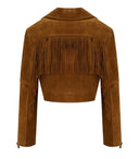 Myskin Braune kurze Jacke mit Fransen