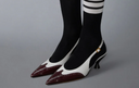 Thom Browne Point Slingback W/ 50 Mm Round Curved Heel In Shiny Baby Calf Leather W/ Soft Spazzolato