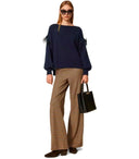 Twinset Blauer Pullover mit Federn