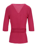 La Rose La Rose V Neck Cash/Silk Hot Pink