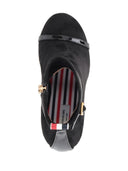 Thom Browne Trompe L'oeil 4 Bar Sandal Ankle Boot W/ 105 Mm Round Curved Heel In Stretch Soft Suede