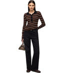 Ganni Brown Striped Polo Shirt