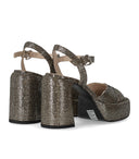 Elena Iachi Lexy Black Gold Heeled Sandal