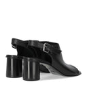 Elena Iachi Silk Sandale à talons noirs