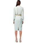 Elisabetta Franchi Acqua Monogram Belted Skirt