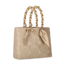 Elisabetta Franchi Beige Shopping Bag With Chain Foulard Scarf