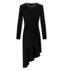 Vestido asimétrico negro de Elisabetta franchi con collar