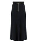 Elisabetta Franchi Black Asymmetric Skirt With Belt