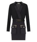 Elisabetta Franchi Black Cargo Dress With Belt