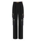 Pantalones de carga negros de Elisabetta franchi con cinturón