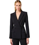 Chaqueta de doble pecho de Elisabetta Franchi Black Crepe