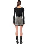 Elisabetta Franchi Black Cropped Cardigan With Logo Detail