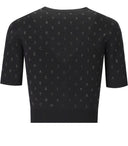 Elisabetta Franchi Black Cropped Cardigan With Rhinestones