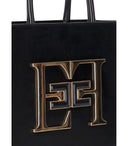 Elisabetta franchi sort håndtaske med maxi -logo
