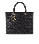 Elisabetta franchi zwarte Jacquard Raffia handtas