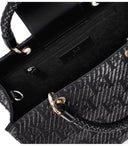 Elisabetta franchi zwarte Jacquard Raffia handtas