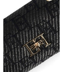 Elisabetta Franchi Black Jacquard Raffia Shoulder Bag
