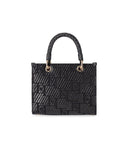 Elisabetta franchi negro jacquard raffia pequeño bolso