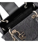 Elisabetta franchi negro jacquard raffia pequeño bolso