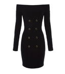 Elisabetta Franchi Black Knitted Coat Dress